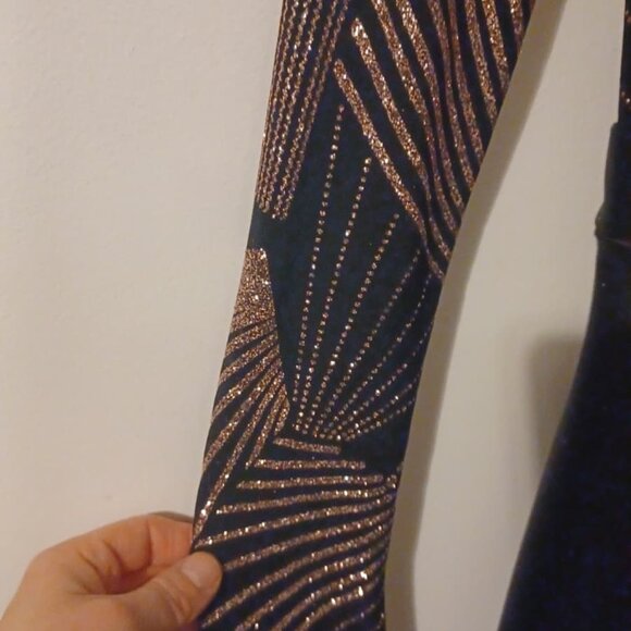 Betsy & Adam Size P2 Black and Gold Wedding Party Dress - Picture 3 of 8